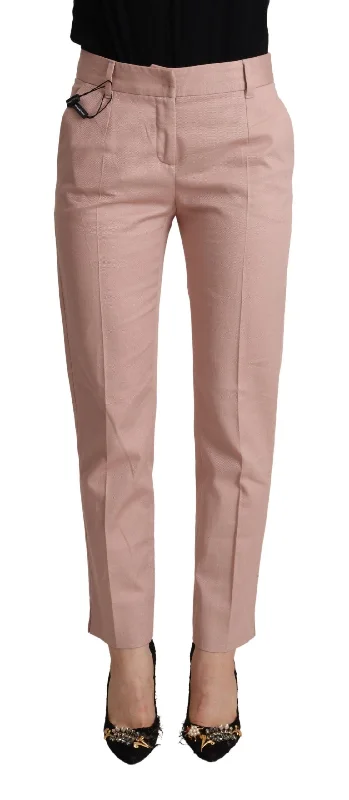 Dolce & Gabbana Elegant Pink Tapered Pants for Sophisticated Style Casual Plaid Pants