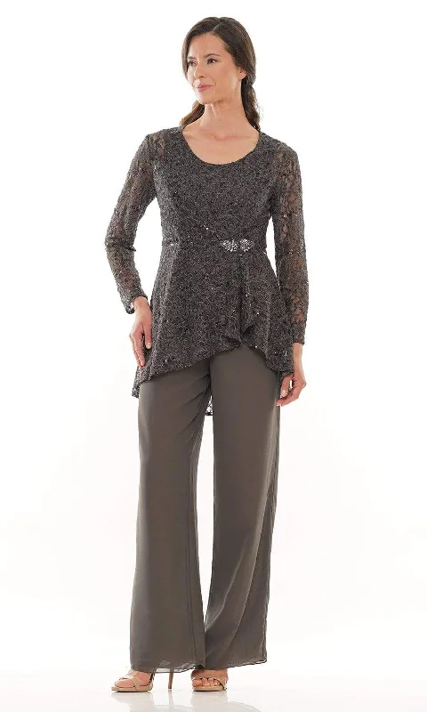 Marsoni by Colors - M305 Scoop Jacket Pantsuit Casual Plaid Pants