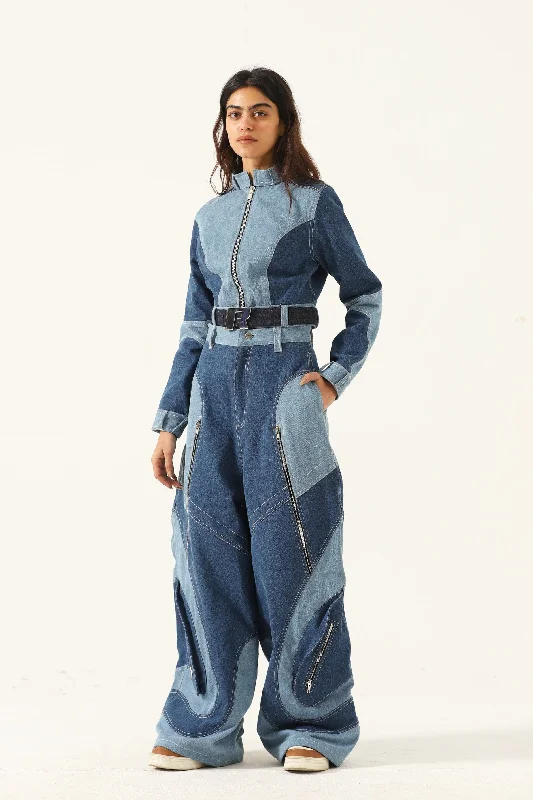 CROPPED RACER DENIM JACKET Zippered Jacket Buttoned Jacket Snapped Jacket