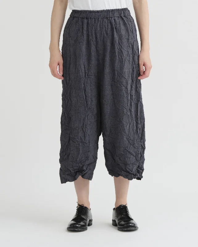 STRIPE CRINKLE WIDE PANTS / GREY Soft Stretch Leggings