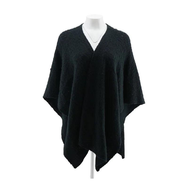 Black Solid Cape Sweater Layered Multi-layer Single Layer