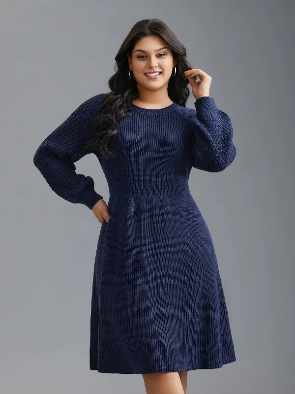 Plain Pit Strip Raglan Sleeve Sweater Dress Open Front Closed Front Wrap Front