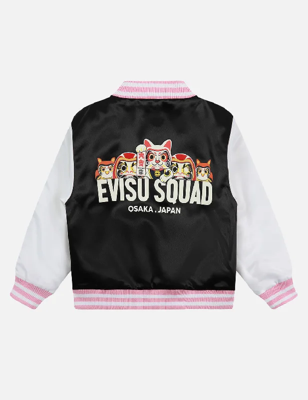 EVISU SQUAD Print Padded Collegiate Jacket Oversized Jacket Tailored Jacket Straight Jacket EVISU SQUAD Print Padded Collegiate Jacket Oversized Jacket Tailored Jacket Straight Jacket