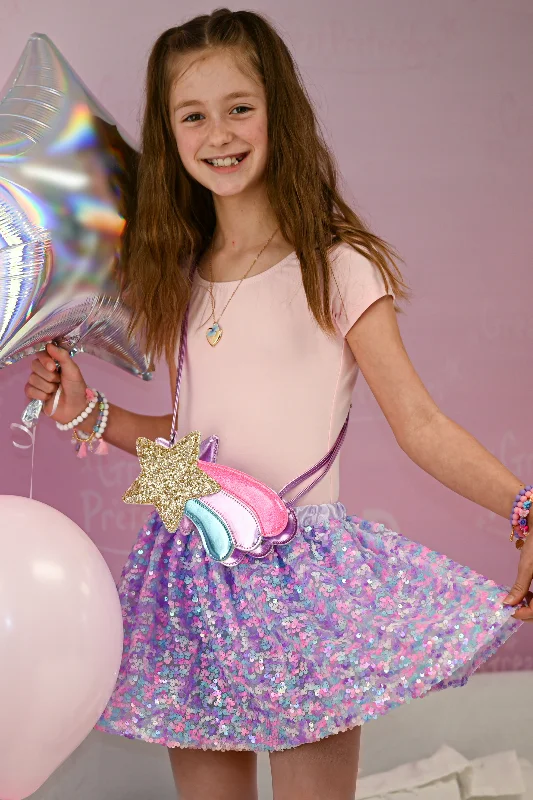 Purple Party Sequins Skirt cashmere skirt soft
