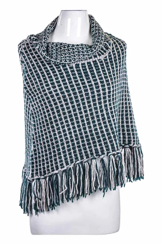 Echo Poncho Sweater Print Jacquard Patchwork