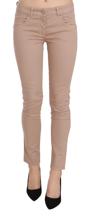 CRISTINAEFFE Chic Slim Fit Skinny Brown Pants Comfortable Denim Leggings