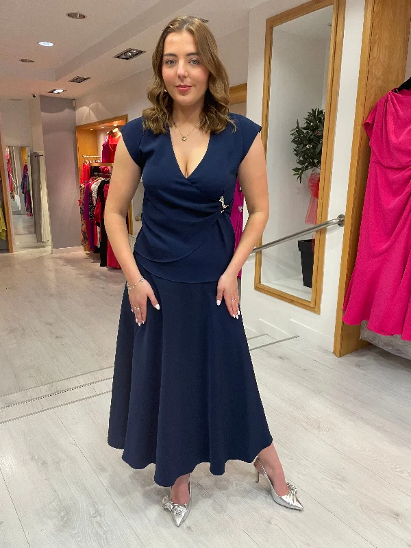 Arggido Navy Two-Piece Skirt and Top denim skirt trendy