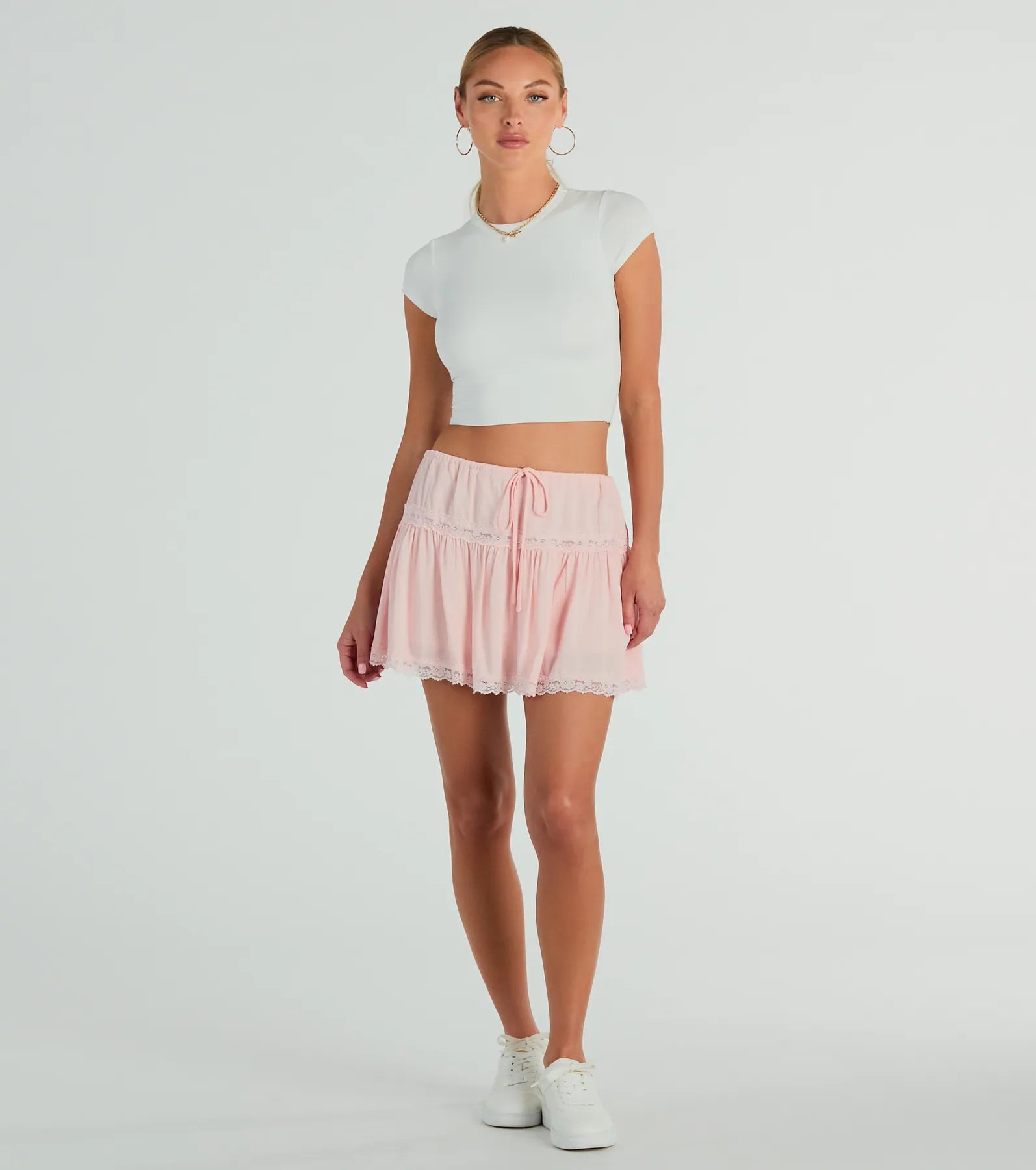 On The Prairie Lace Trim A-Line Mini Skirt cashmere skirt soft