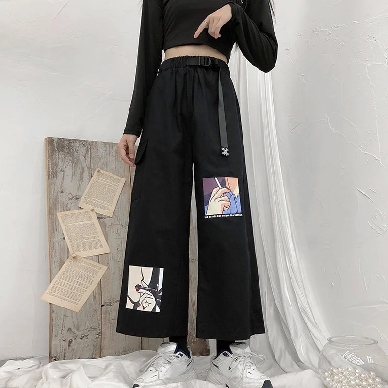 Korean style high waist wide leg pants yv43376 Trendy Printed Leggings