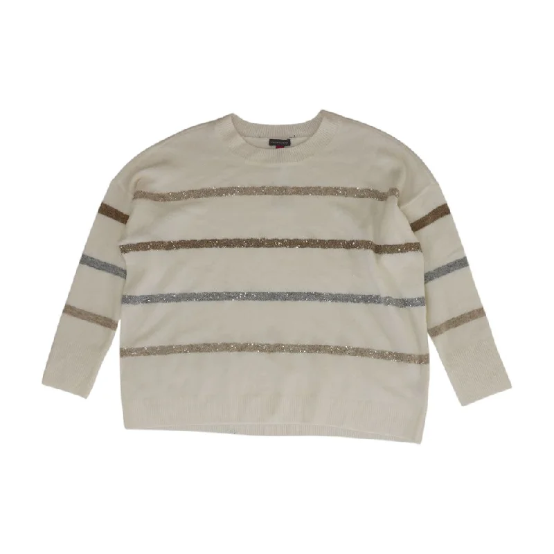 Ivory Striped Crewneck Sweater Boxy Sweater Fitted Sweater A-Line
