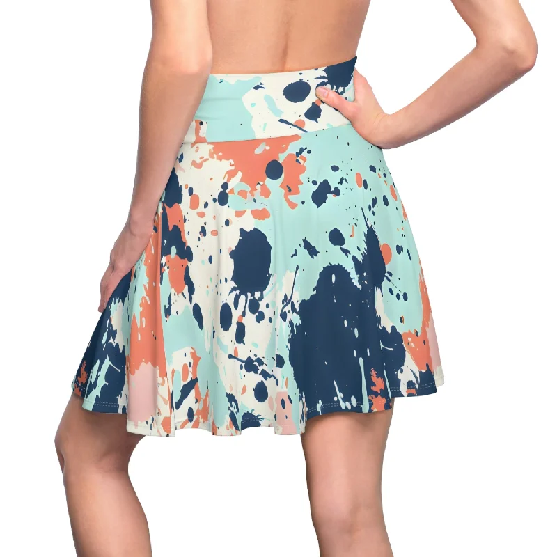 Ocean Breeze Splash Skater Skirt velvet skirt luxurious