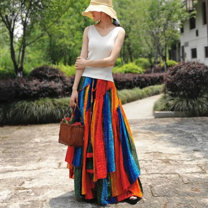 Romany Rainbow Cotton Skirts wool skirt thick