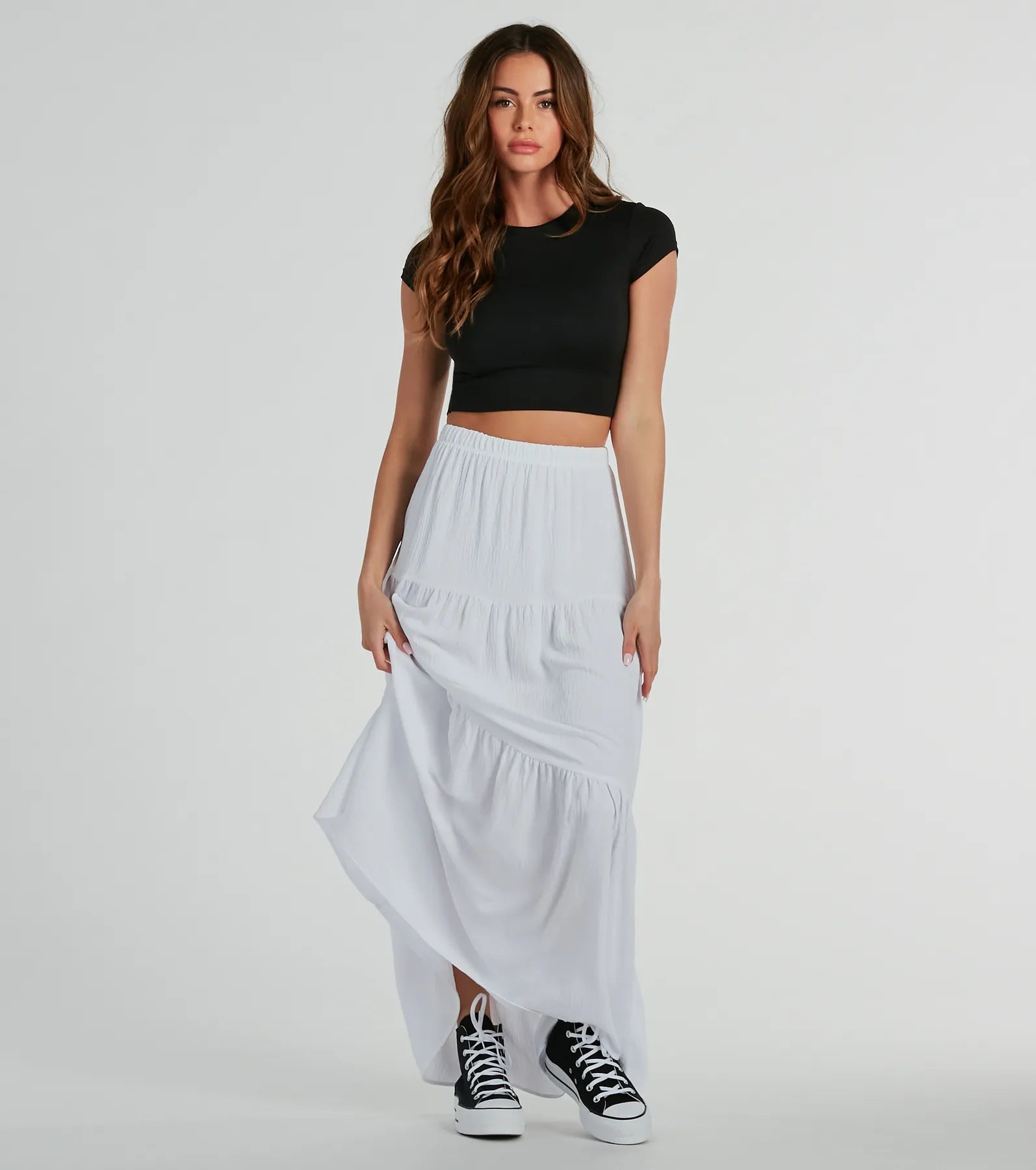 Flawless Duo Tiered Maxi Skirt linen skirt natural