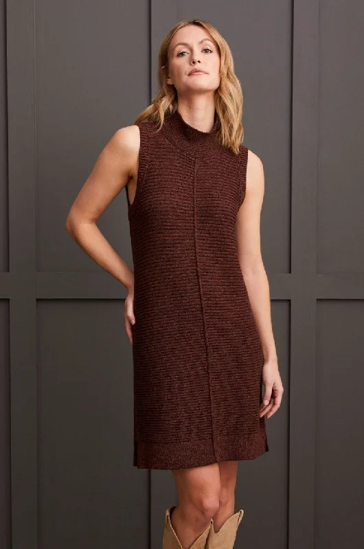 Sleeveless Sweater Dress Ribbed Striped Patterned