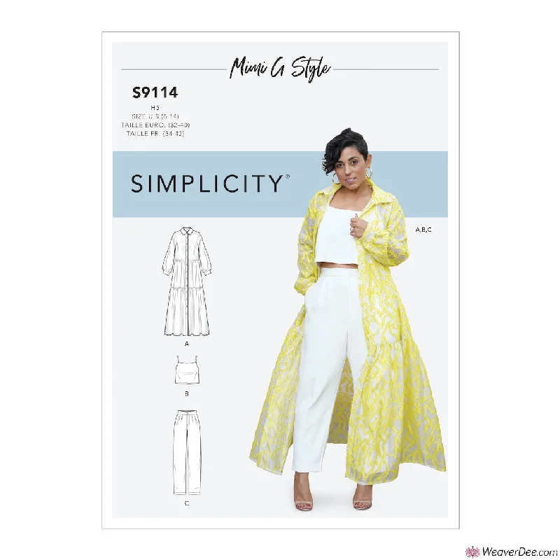 Simplicity Pattern S9114 Misses' Dress, Top & Pants By Mimi G Style Classic Pleated Pants