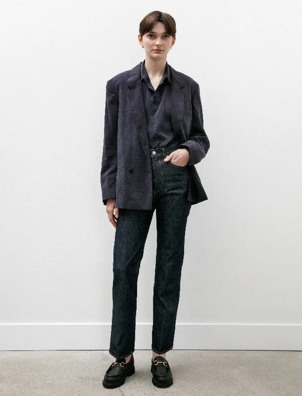 Soft Tailored Jacket Midnight Violet Zippered Front Buttoned Front Snap Front