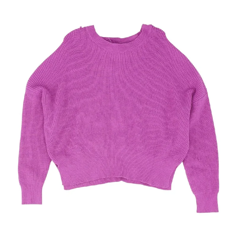 Purple Solid Crewneck Sweater Striped Floral Plaid