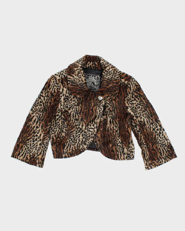 Y2k 00s Guess Leopard Print Velvet Cropped Jacket- XS Knit Fabric Woven Fabric Fleece Fabric Y2k 00s Guess Leopard Print Velvet Cropped Jacket- XS Knit Fabric Woven Fabric Fleece Fabric