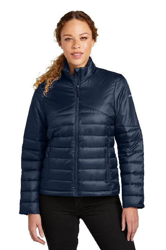 Eddie Bauer Womens Water Resistant Quilted Full Zip Jacket - River Navy Blue Boat Neck Shawl Collar Notched Collar Eddie Bauer Womens Water Resistant Quilted Full Zip Jacket - River Navy Blue Boat Neck Shawl Collar Notched Collar