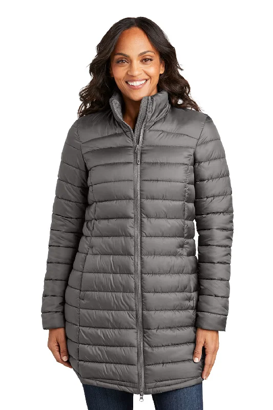 Port Authority Womens Horizon Water Resistant Full Zip Long Puffy Jacket - Deep Smoke Grey Anorak Shell Jacket Lightweight Jacket Port Authority Womens Horizon Water Resistant Full Zip Long Puffy Jacket - Deep Smoke Grey Anorak Shell Jacket Lightweight Jacket
