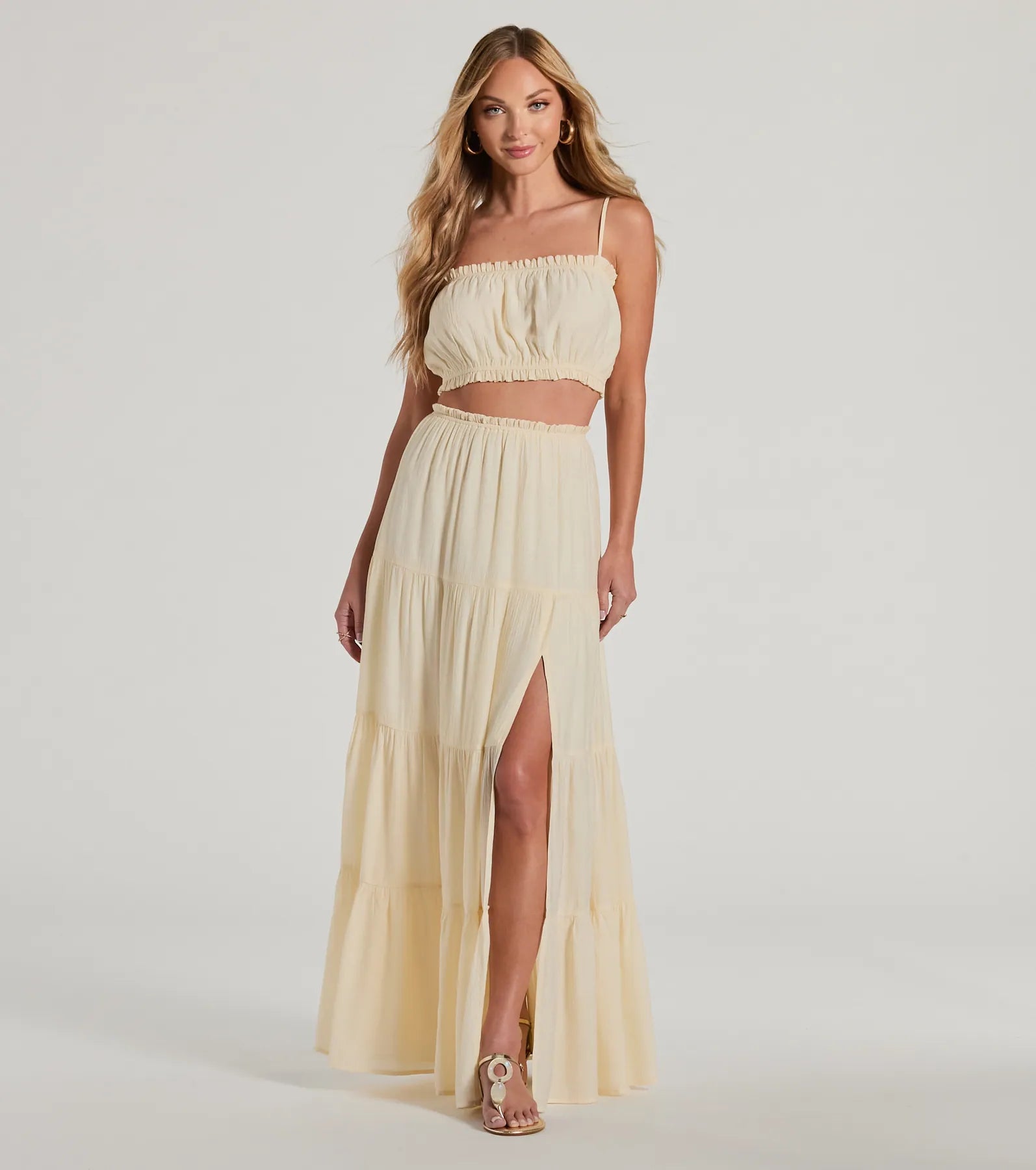 Romance For Two High Rise Slit Maxi Skirt lace skirt intricate