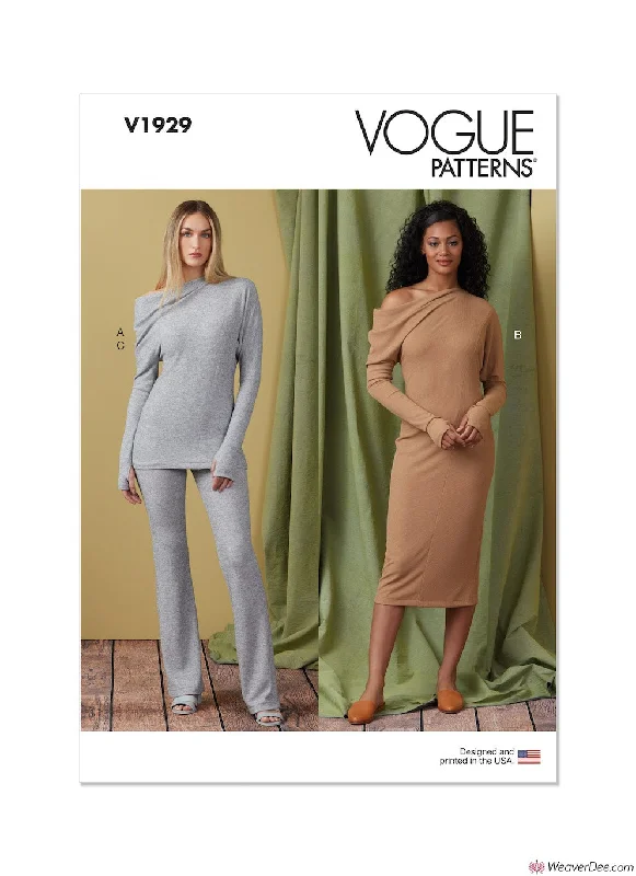Vogue Pattern V1929 Misses' Knit Top, Dress & Pants Casual Yoga Pants