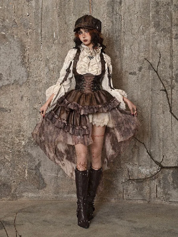 Chest Brace Strappy Trailing Skirt【s0000005226】 leather skirt durable
