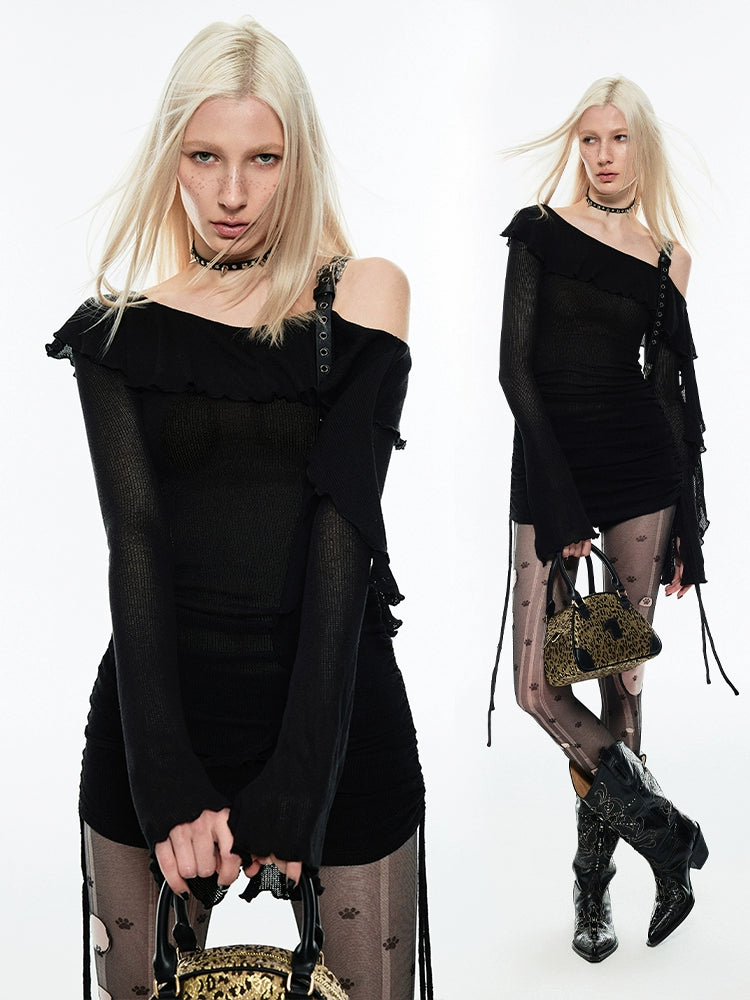 Strap slim short skirt【s0000007036】 leather skirt bold