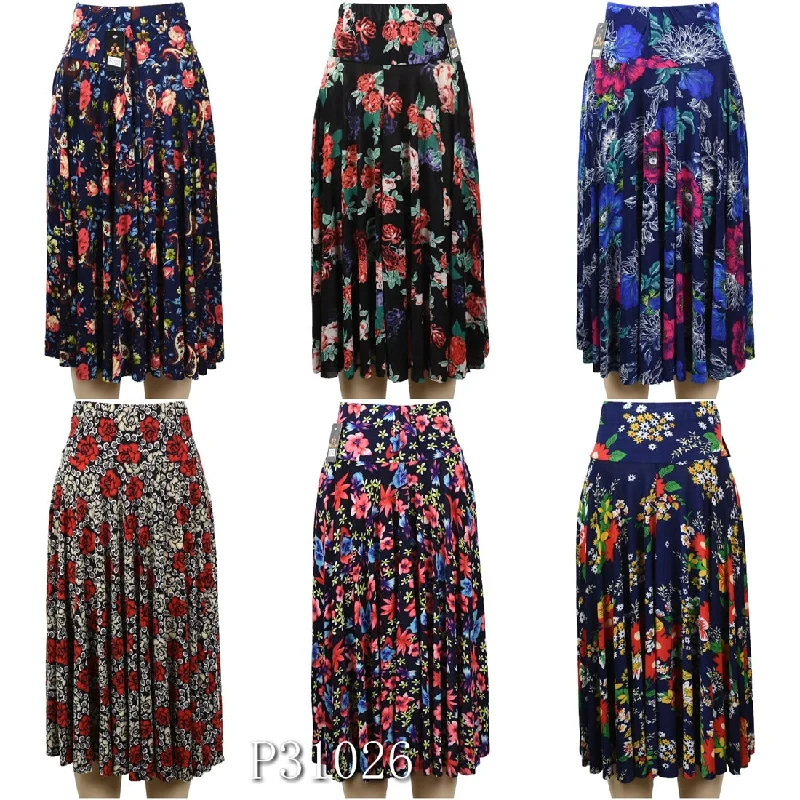 Wholesale Fashion Flower Print Long Maxi Skirts, P31026 corduroy skirt durable