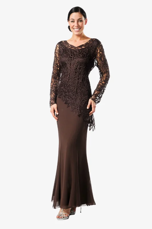 Soulmates C805809 Asymmetrical Hand Crocheted Silk Lace Tunic Top with Skirt Set lace skirt elegant