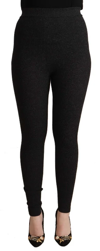 Dolce & Gabbana Elegant High-Waist Wool Tights Pants Relaxed High-Waist Trousers