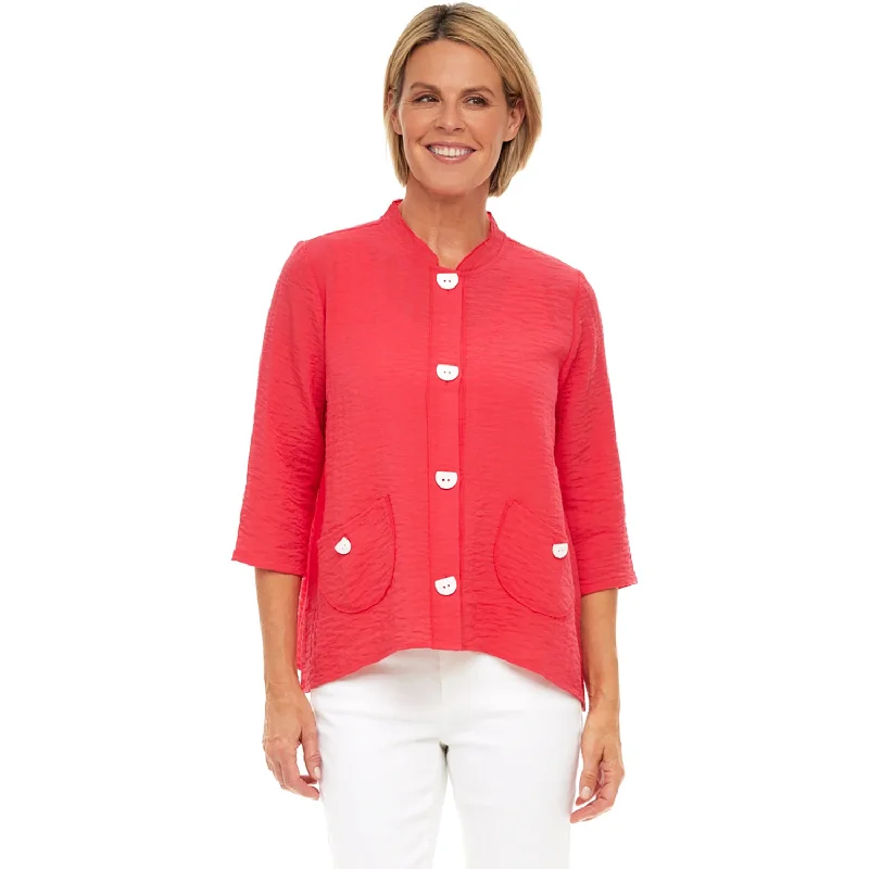Women's Habitat Express Mandarin Collar Jacket Tomato Ribbed Jacket Pleated Jacket Ruffled Jacket Women's Habitat Express Mandarin Collar Jacket Tomato Ribbed Jacket Pleated Jacket Ruffled Jacket