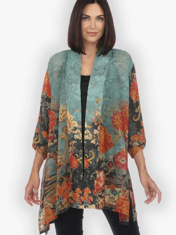 Flowers Land Kimono Jacket Wool Fabric Cashmere Fabric Tweed Fabric