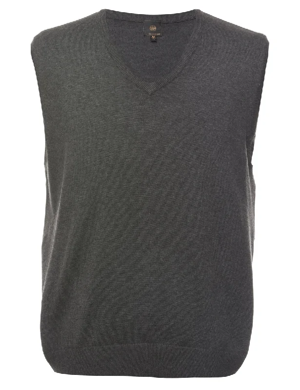 Dark Grey Sweater Vest - M Bright Pastel Dark