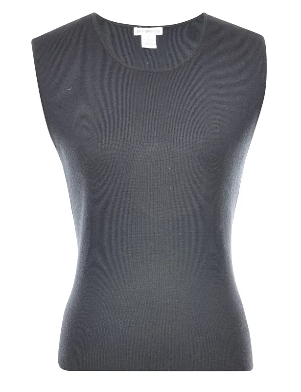 Black Sweater Vest - L Satin Fabric Silk Fabric Chiffon Fabric