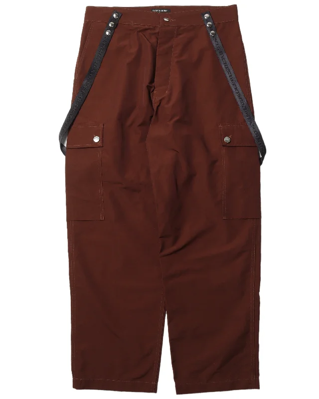 Wool-Blend Nylon Suspender Cargo Pants Soft Cotton Pants