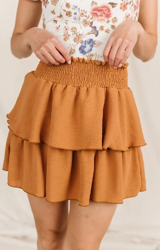Tiered Ruffle Skirt {Camel} silk skirt elegant