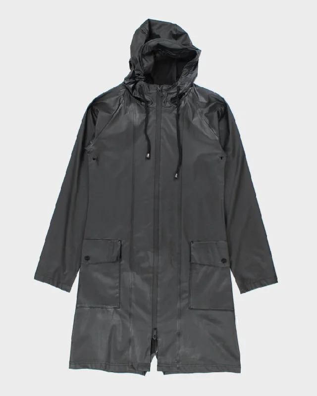 Rains Black Long Waterproof Hooded Jacket - XS Insulated Jacket Fitted Jacket Loose Jacket Rains Black Long Waterproof Hooded Jacket - XS Insulated Jacket Fitted Jacket Loose Jacket