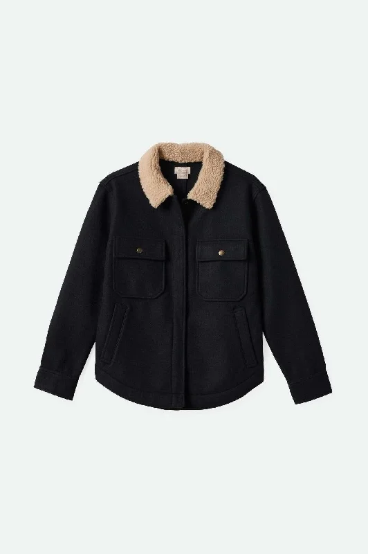 Durham Shirt Jacket - Black V-Neck Jacket Boat Neck Jacket Square Neck Jacket