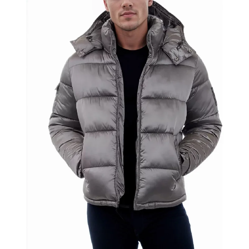 Michael Kors Men's Heavyweight Metallic Finish Winter Jacket Nylon Fabric Polyester Fabric Spandex Fabric Michael Kors Men's Heavyweight Metallic Finish Winter Jacket Nylon Fabric Polyester Fabric Spandex Fabric