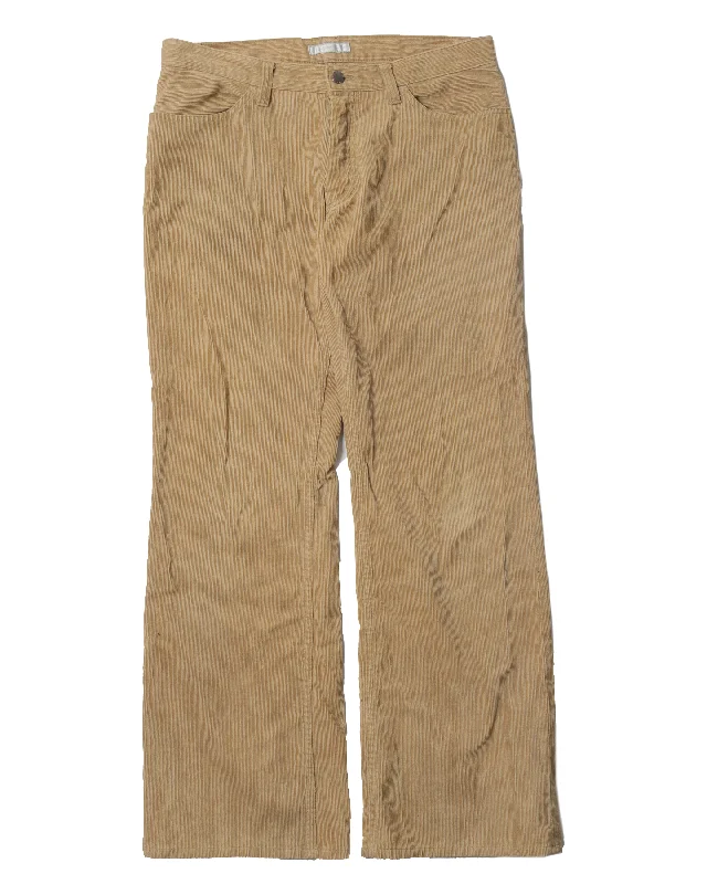 Khaki Corduroy Pants High-Waist Yoga Pants