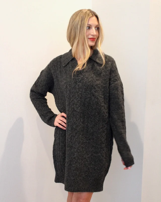 The Ezra Sweater Dress Zippered Front Buttoned Front Snap Front