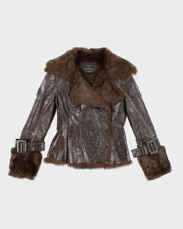 Vintage Y2K Bebe Leather Lined Double Breasted Jacket - S Faux Fur Jacket Real Fur Jacket Shearling Jacket Vintage Y2K Bebe Leather Lined Double Breasted Jacket - S Faux Fur Jacket Real Fur Jacket Shearling Jacket