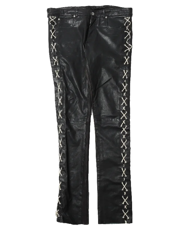 Sample Leather Side Stitched Pants Elegant Trouser Pants