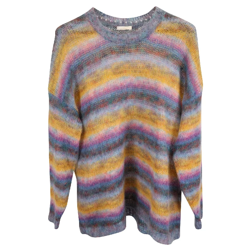 Chloe Striped Brushed Sweater in Multicolor Mohair Thin Thick Dense