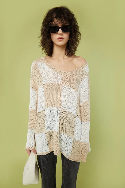 OVERSIZED CHECKERED SWEATER Thin Thick Dense
