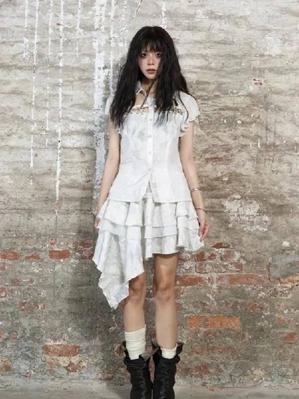 Irregular cake skirt【s0000003210】 silk skirt luxurious