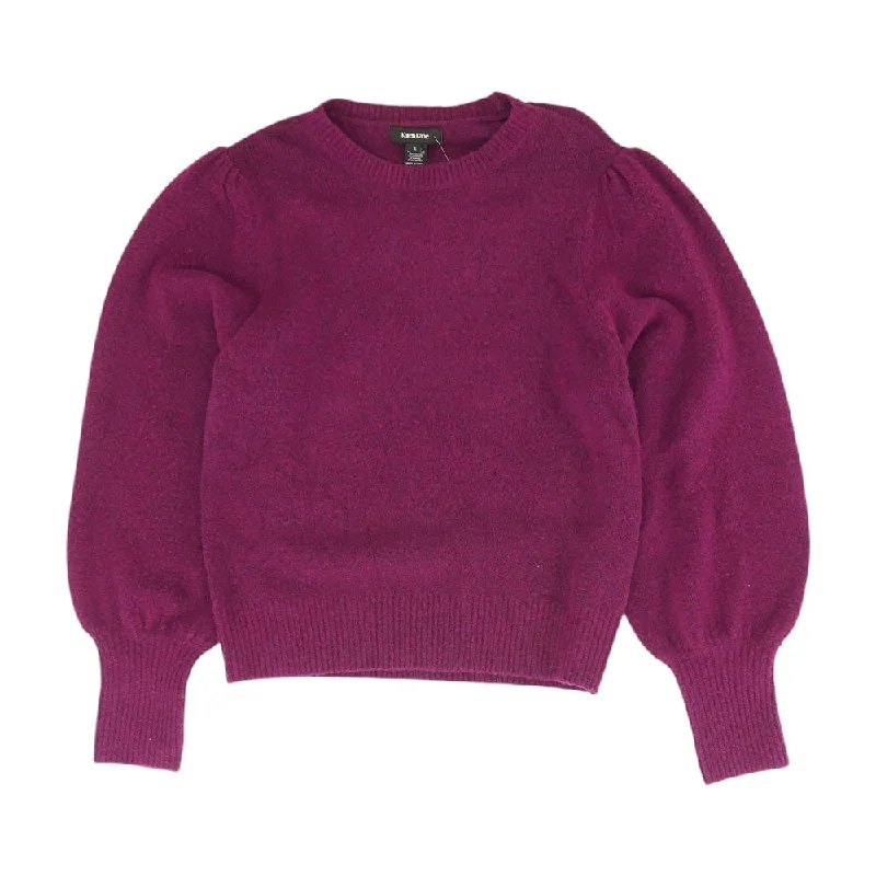 Purple Solid Crewneck Sweater Open Front Closed Front Wrap Front