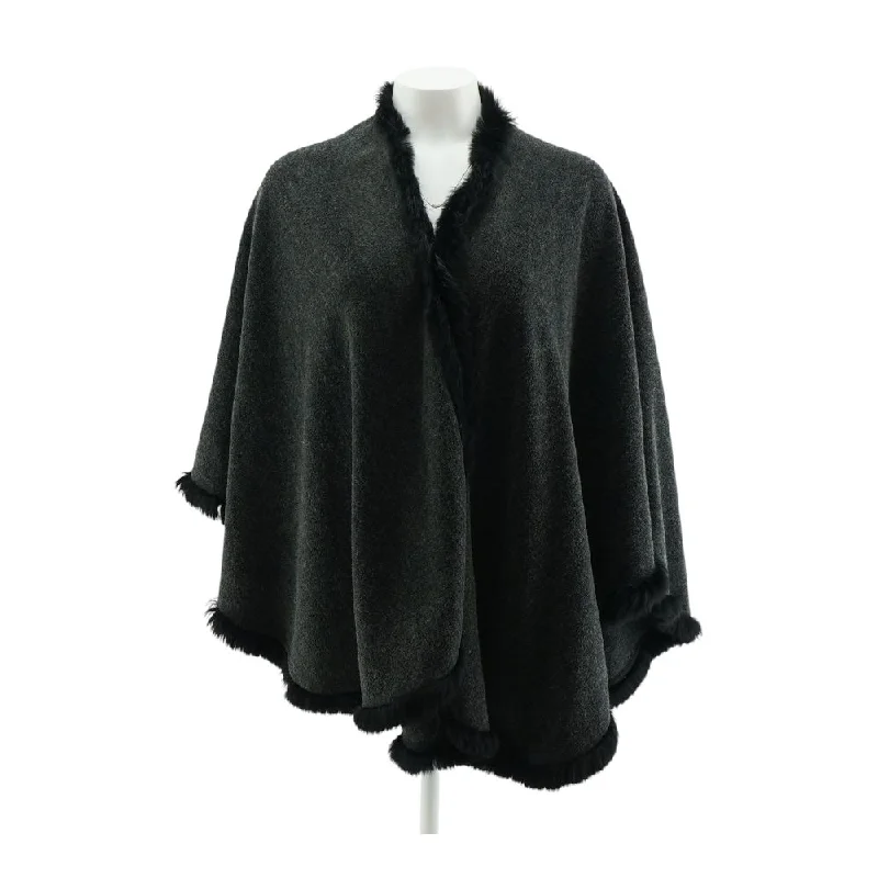 Gray Solid Cape Sweater Print Jacquard Patchwork