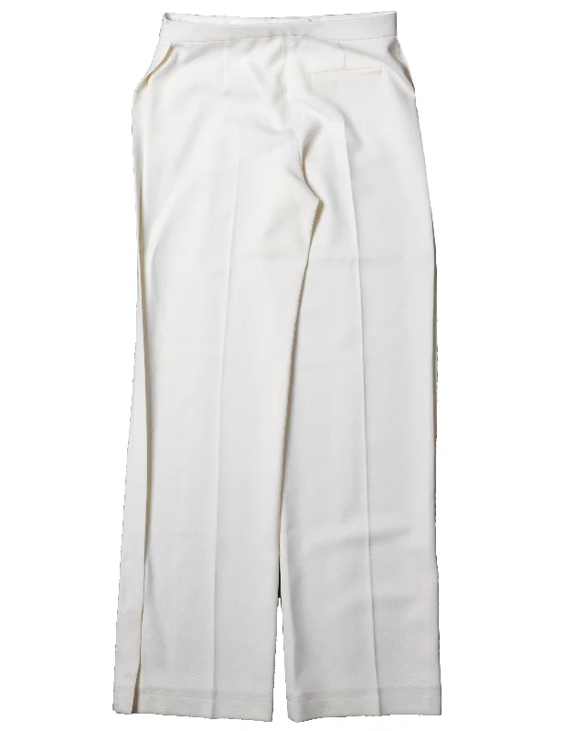 White Pleaded Baggy Pant Wide-Legged Palazzos